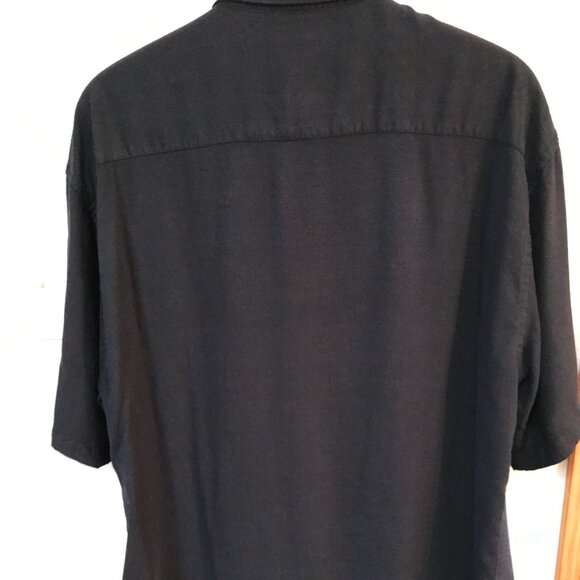 Pierre Cardin Two-Tone Rayon Shirt: Tropical Floral Blue Black, Men’s Size Large - Picture 7 of 8